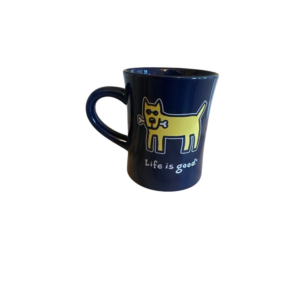 Life Is Good Ceramic Coffee Mug With Yellow‎ Dog Print